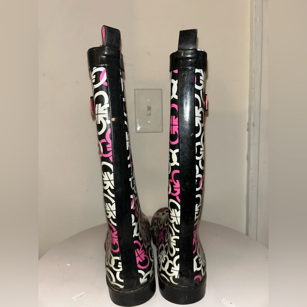 Capelli of New York Black and Pink Graphic Rain Boots - Picture 4 of 5